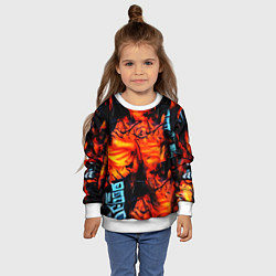 Свитшот детский Абстрактная текстура рыжего пламени, цвет: 3D-белый — фото 2