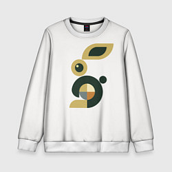 Свитшот детский Черный кролик в стиле модерн, цвет: 3D-белый