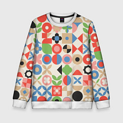 Детский свитшот Геометрический узор с цветочными элементами - ретр