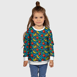 Свитшот детский Летний вайб - фрукты и ягоды паттерн, цвет: 3D-белый — фото 2