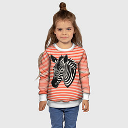 Свитшот детский Зебра на оранжевых полосах, цвет: 3D-белый — фото 2