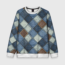 Детский свитшот Джинсовый пэчворк ромбовый узор