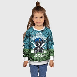 Свитшот детский Медведь десантник на фоне флага ВДВ, цвет: 3D-белый — фото 2