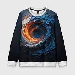 Детский свитшот Краска синяя и оранжевая в форме вихря