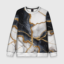 Свитшот детский Мрамор белый и черный с золотом, цвет: 3D-белый