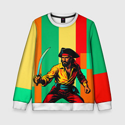 Свитшот детский Пират поп-арт, цвет: 3D-белый
