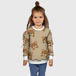 Свитшот детский Медвежьи мордашки на бежевом, цвет: 3D-белый — фото 2