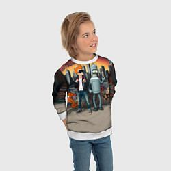 Свитшот детский Фрай и Бендер на фоне стены с граффити, цвет: 3D-белый — фото 2