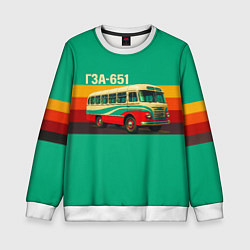 Свитшот детский Поп-арт автобус ГЗА-651, цвет: 3D-белый