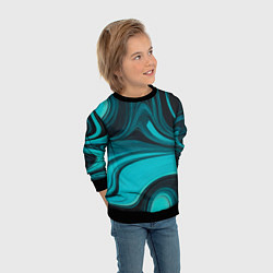 Свитшот детский Мраморный малахитовый узор из изумрудных разводов, цвет: 3D-черный — фото 2