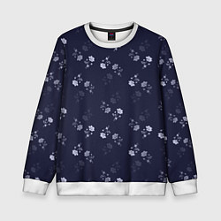 Свитшот детский Цветочный узор синий, цвет: 3D-белый