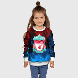 Свитшот детский Liverpool огненный дым текстура, цвет: 3D-белый — фото 2