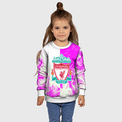 Свитшот детский Ливерпуль розово белый огонь, цвет: 3D-белый — фото 2