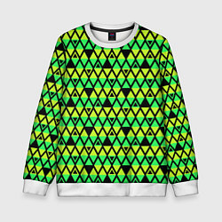 Детский свитшот Зеленые треугольники на черном