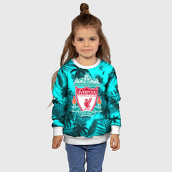 Свитшот детский Ливерпуль голубые тропики, цвет: 3D-белый — фото 2
