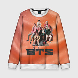 Свитшот детский BTS фотка на диване, цвет: 3D-белый