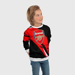 Свитшот детский Арсенал геометрия полосы краски, цвет: 3D-белый — фото 2