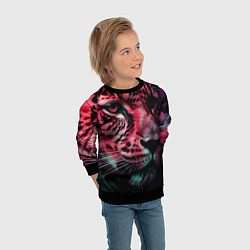 Свитшот детский Фантастический розовый леопард, цвет: 3D-черный — фото 2