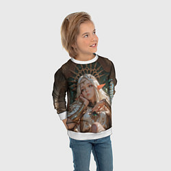 Свитшот детский Беловолосая королева эльфов на троне, цвет: 3D-белый — фото 2