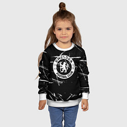 Свитшот детский Челси штрихи красок белые, цвет: 3D-белый — фото 2