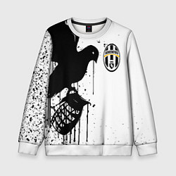 Свитшот детский Ювентус черная птица краски, цвет: 3D-белый