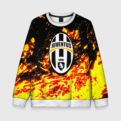 Свитшот детский Ювентус огненные краски текстура, цвет: 3D-белый