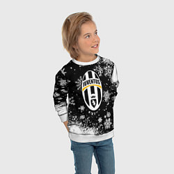 Свитшот детский Ювентус белые снежинки краски, цвет: 3D-белый — фото 2