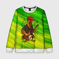 Свитшот детский Петух гитарист, цвет: 3D-белый