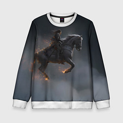 Свитшот детский Летящая лошадь с искрами, цвет: 3D-белый