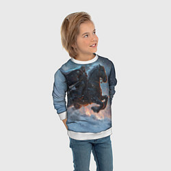 Свитшот детский Всадник на лошади в снежную бурю, цвет: 3D-белый — фото 2