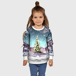 Свитшот детский Москва - новогодний салют, цвет: 3D-белый — фото 2