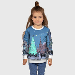 Свитшот детский Новогодняя елка в центре Москвы, цвет: 3D-белый — фото 2