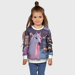 Свитшот детский Лошадка и новогодняя елка, цвет: 3D-белый — фото 2