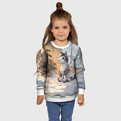 Свитшот детский Лошадка у елки, цвет: 3D-белый — фото 2