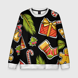 Свитшот детский Рождественский вайб, цвет: 3D-белый