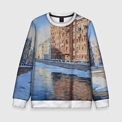 Свитшот детский Зимний Санкт-Петербург, цвет: 3D-белый