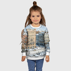 Свитшот детский Зимняя улица Питера, цвет: 3D-белый — фото 2
