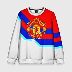 Свитшот детский Манчестер Юнайтед полосы геометрия, цвет: 3D-белый