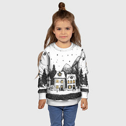 Свитшот детский Черно-белый новогодний город, цвет: 3D-белый — фото 2