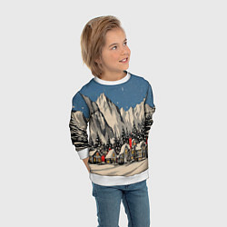 Свитшот детский Небольшой новогодний город в горах, цвет: 3D-белый — фото 2