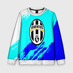 Свитшот детский Ювентус краски штрихи текстура, цвет: 3D-белый