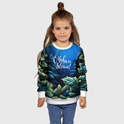 Свитшот детский С новым годом - елочные ветки, цвет: 3D-белый — фото 2