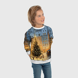 Свитшот детский Новый год в старом уютном городе, цвет: 3D-белый — фото 2