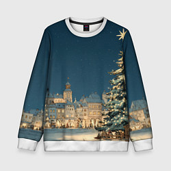 Свитшот детский Новогодняя атмосфера в городе, цвет: 3D-белый