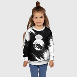Свитшот детский Реал Мадрид черно белые краски, цвет: 3D-белый — фото 2