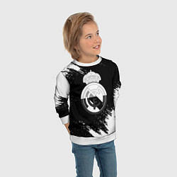 Свитшот детский Реал Мадрид черно белые краски, цвет: 3D-белый — фото 2
