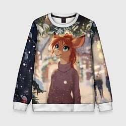 Детский свитшот Новогодняя аниме лошадка