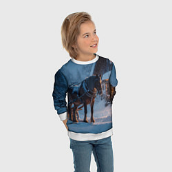 Свитшот детский Лошадь у избы, цвет: 3D-белый — фото 2