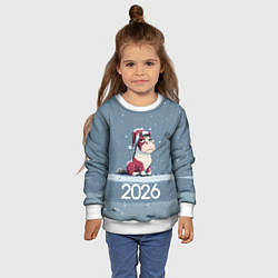 Свитшот детский 2026 Новогодняя карикатурная лошадка, цвет: 3D-белый — фото 2