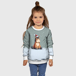 Свитшот детский Лошадка на фоне снегопада, цвет: 3D-белый — фото 2